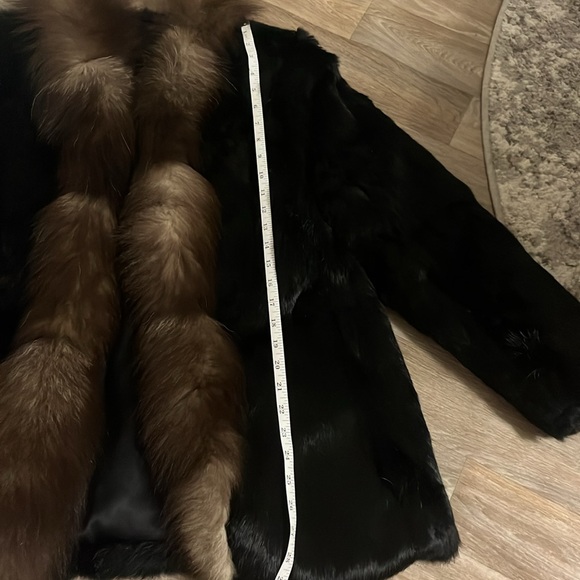 Fur coat. Black rabbit fur with fur collar (fox maybe?) - Picture 3 of 6